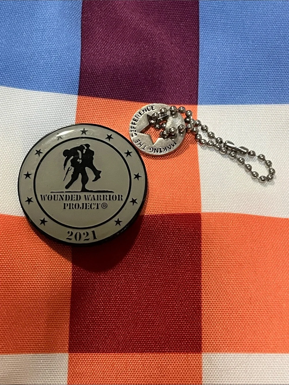 Wounded Warrior Project 2021 Gray Key & Card Holder with Ball Chain